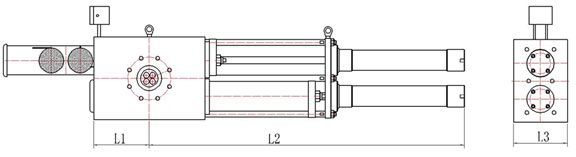 double piston screen changer with four cavities drawing